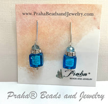Load image into Gallery viewer, Murano Glass Bright Blue Cube Earrings in Sterling Silver
