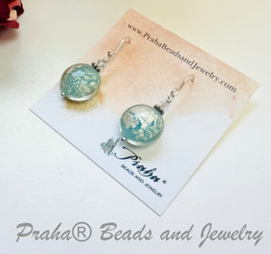 Murano Glass Light Blue Puffed Coin Earrings in Sterling Silver