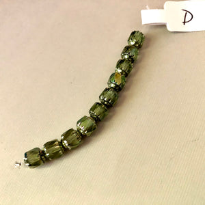 Barrel Antique Green Cathedral Beads