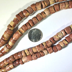 Yellow Red Tube African Trade Bead