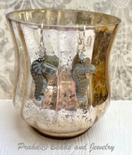 Load image into Gallery viewer, Czech Glass Light Blue Sea Horse Earrings in Sterling Silver
