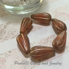 Load image into Gallery viewer, Czech Pale Orange Drop Beads, 11 X 22MM
