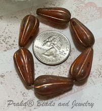 Load image into Gallery viewer, Czech Pale Orange Drop Beads, 11 X 22MM
