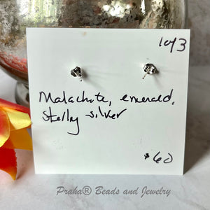 Malachite Drop Earrings in Sterling Silver
