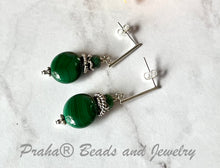 Load image into Gallery viewer, Malachite Drop Earrings in Sterling Silver
