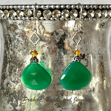 Load image into Gallery viewer, Huge Green Onyx and Citrine Earrings in Sterling Silver
