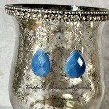 Load image into Gallery viewer, Huge Denim Blue Quartz Earrings in Sterling Silver
