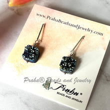 Load image into Gallery viewer, Bright Blue Druzy Quartz Earrings in Sterling Silver
