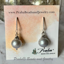 Load image into Gallery viewer, Huge Grey Freshwater Pearl Earrings in Sterling Silver
