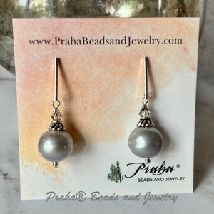 Huge Grey Freshwater Pearl Earrings in Sterling Silver