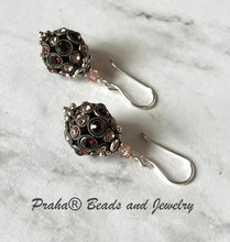 Load image into Gallery viewer, Swarovski Crystal Filigree Encrusted Brown and Light Peach Earrings in Sterling Silver
