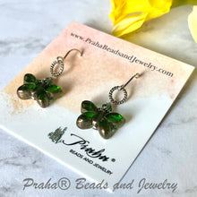 Load image into Gallery viewer, Czech Glass Green and Bronze Butterfly Earrings
