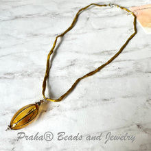 Load image into Gallery viewer, Light Orange and Black Murano Glass Pendant on Silk Cord
