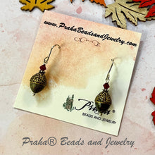 Load image into Gallery viewer, Czech Glass Red Acorn Earrings in Sterling Silver
