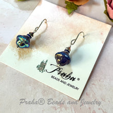Load image into Gallery viewer, Czech Glass Royal Blue and Purple Saucer Earrings in Sterling Silver

