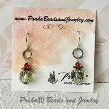 Load image into Gallery viewer, Czech Glass Pale Green Cathedral Earrings in Sterling Silver
