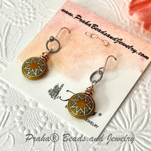 Load image into Gallery viewer, Czech Glass Orange and Blue Ishtar Earrings in Sterling Silver
