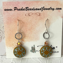 Load image into Gallery viewer, Czech Glass Orange and Blue Ishtar Earrings in Sterling Silver
