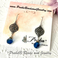 Load image into Gallery viewer, Bright Blue Swarovski Crystal Drop Earrings in Sterling Silver
