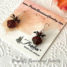 Load image into Gallery viewer, Czech Glass Rust Color Saturn Bead Earrings in Sterling Silver
