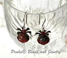 Load image into Gallery viewer, Czech Glass Rust Color Saturn Bead Earrings in Sterling Silver
