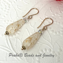 Load image into Gallery viewer, Czech Glass Ivory Faceted Dangle Drop Earrings in 14K Gold Fill
