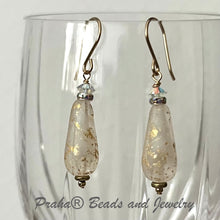 Load image into Gallery viewer, Czech Glass Ivory Faceted Dangle Drop Earrings in 14K Gold Fill
