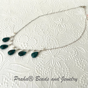 Apatite Briollet and Freshwater Pearl Necklace in Sterling Silver