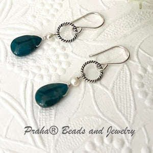 Blue Apatite Briollet Earrings in Sterling Silver
