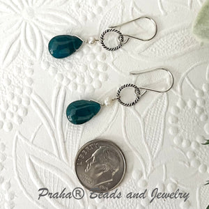 Blue Apatite Briollet Earrings in Sterling Silver
