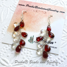 Load image into Gallery viewer, Garnet and White Topaz Briollet Dangle Earrings in Sterling Silver
