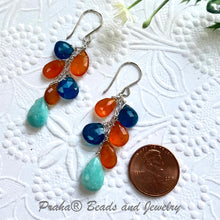 Load image into Gallery viewer, Multi Gemstone Dangle Earrings in Sterling Silver
