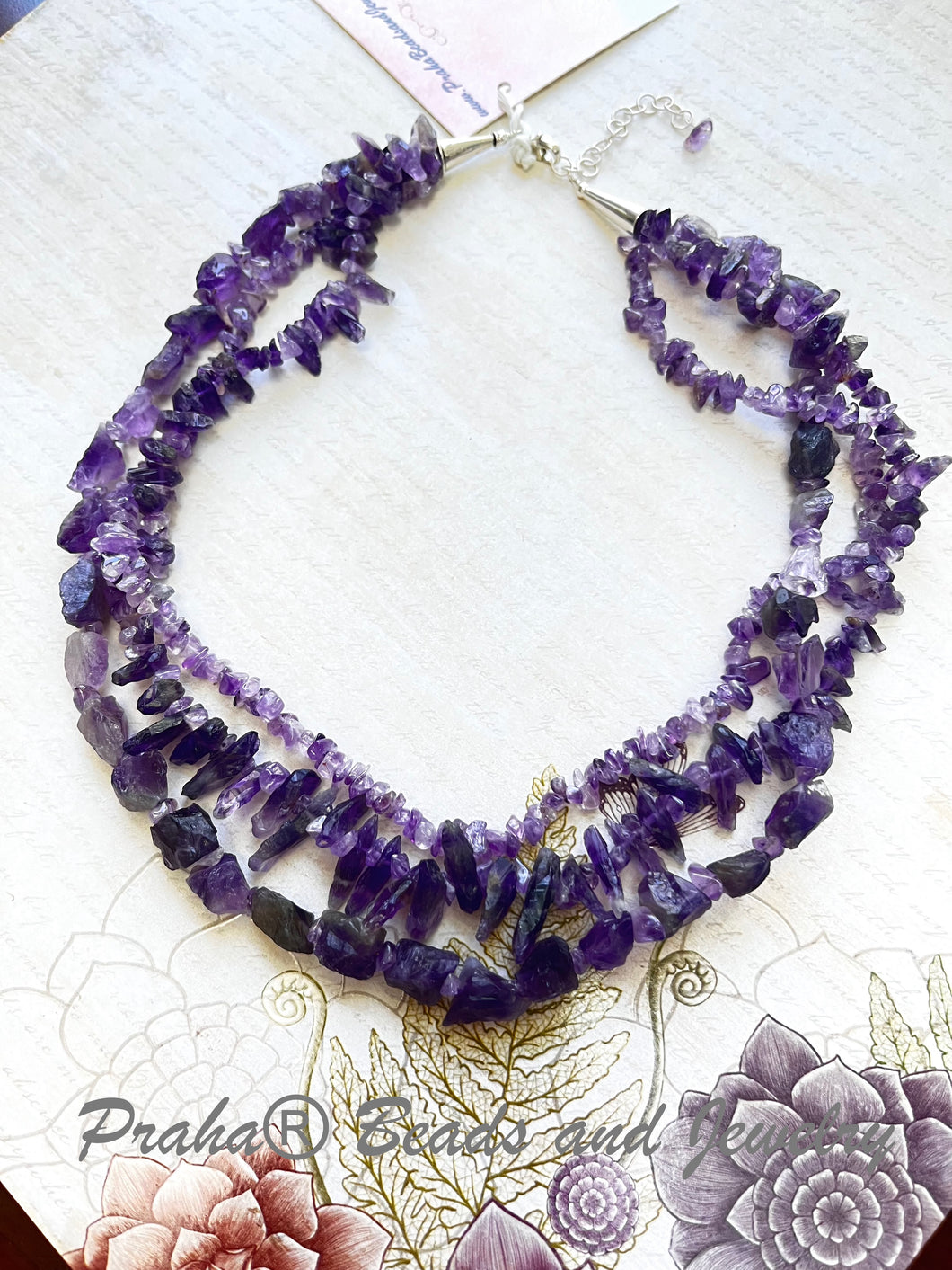 3-Strand Amethyst Necklace, in Sterling Silver