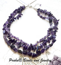 Load image into Gallery viewer, 3-Strand Amethyst Necklace, in Sterling Silver
