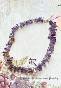 Amethyst Smooth Dagger Necklace, in Sterling Silver