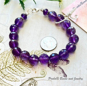 Amethyst Faceted Round Bracelet in Sterling Silver