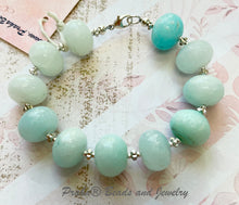 Load image into Gallery viewer, Amazonite Rondell Bracelet in Sterling Silver
