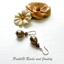 Load image into Gallery viewer, Shell &quot;Pearl&quot; Silver Teardrop and Swarovski Crystal Drop Earrings in Sterling Silver

