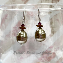 Load image into Gallery viewer, Shell &quot;Pearl&quot; Silver Teardrop and Swarovski Crystal Drop Earrings in Sterling Silver
