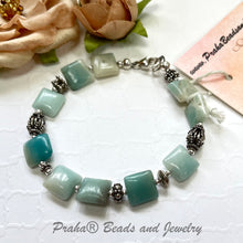 Load image into Gallery viewer, Square Amazonite Bracelet in Sterling Silver
