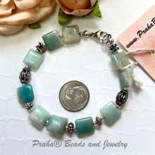 Load image into Gallery viewer, Square Amazonite Bracelet in Sterling Silver
