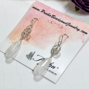 Moonstone and Sterling Silver Filigree Earrings