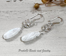 Load image into Gallery viewer, Moonstone and Sterling Silver Filigree Earrings
