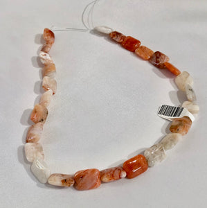 Orange and White Rectangle Agate, 15 MM x 12 MM