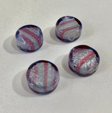Load image into Gallery viewer, Murano Glass Foil Beads Light Blue and Amethyst Coin Shape, 12MM
