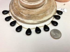 Large Natural Black Agate Teardrops, 13 MM x 18 MM