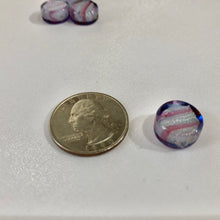 Load image into Gallery viewer, Murano Glass Foil Beads Light Blue and Amethyst Coin Shape, 12MM
