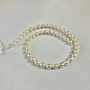 White Oval Freshwater Pearls, 5MM