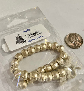Round White Ethiopian Metal Beads, 7 - 8 MM