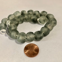 Load image into Gallery viewer, Light Gray Swirl Recycled Glass Beads (14mm)
